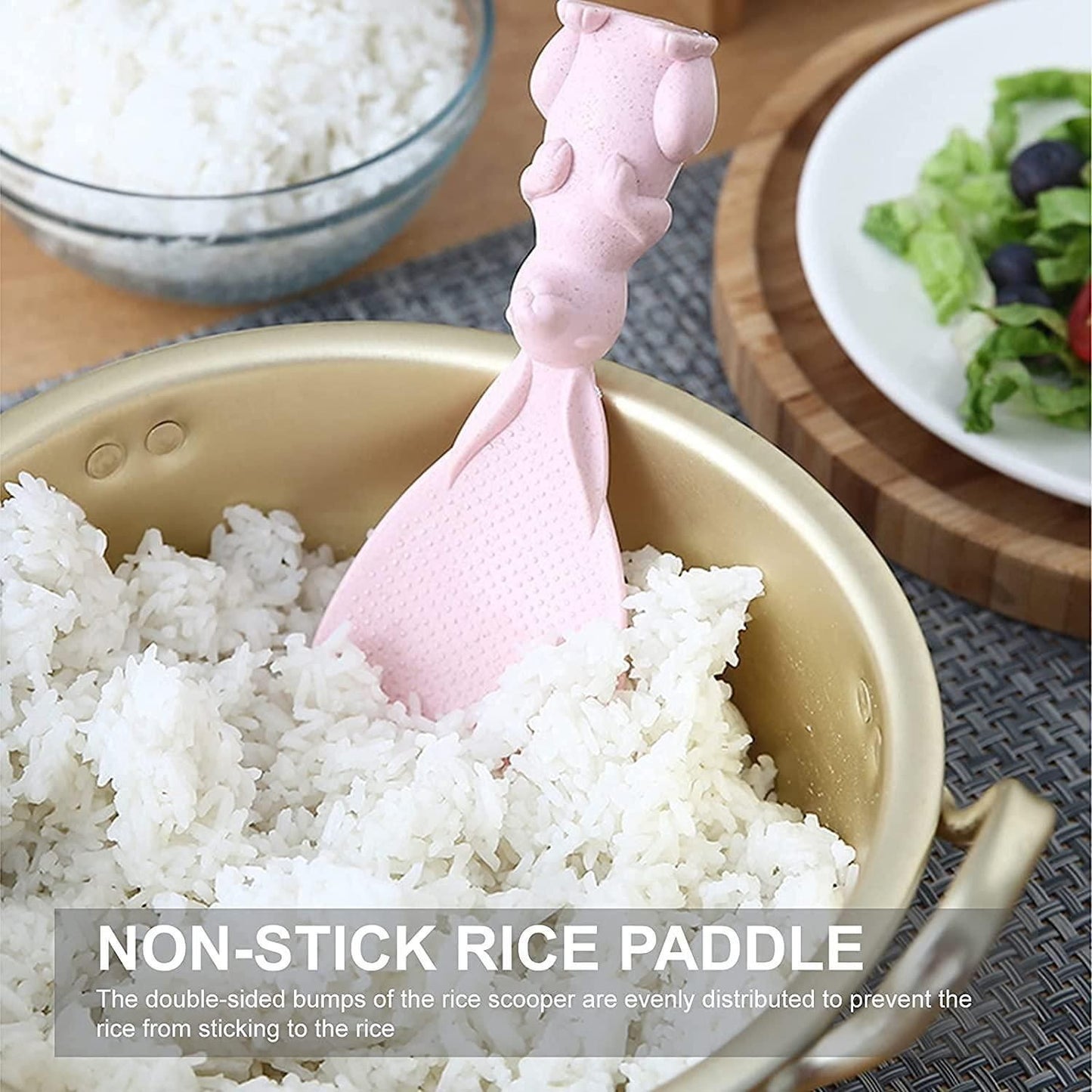 Rabbit Standing Non-Stick Rice Spoon,Vertical Kitchen Serving Spoon (Pack of 3)